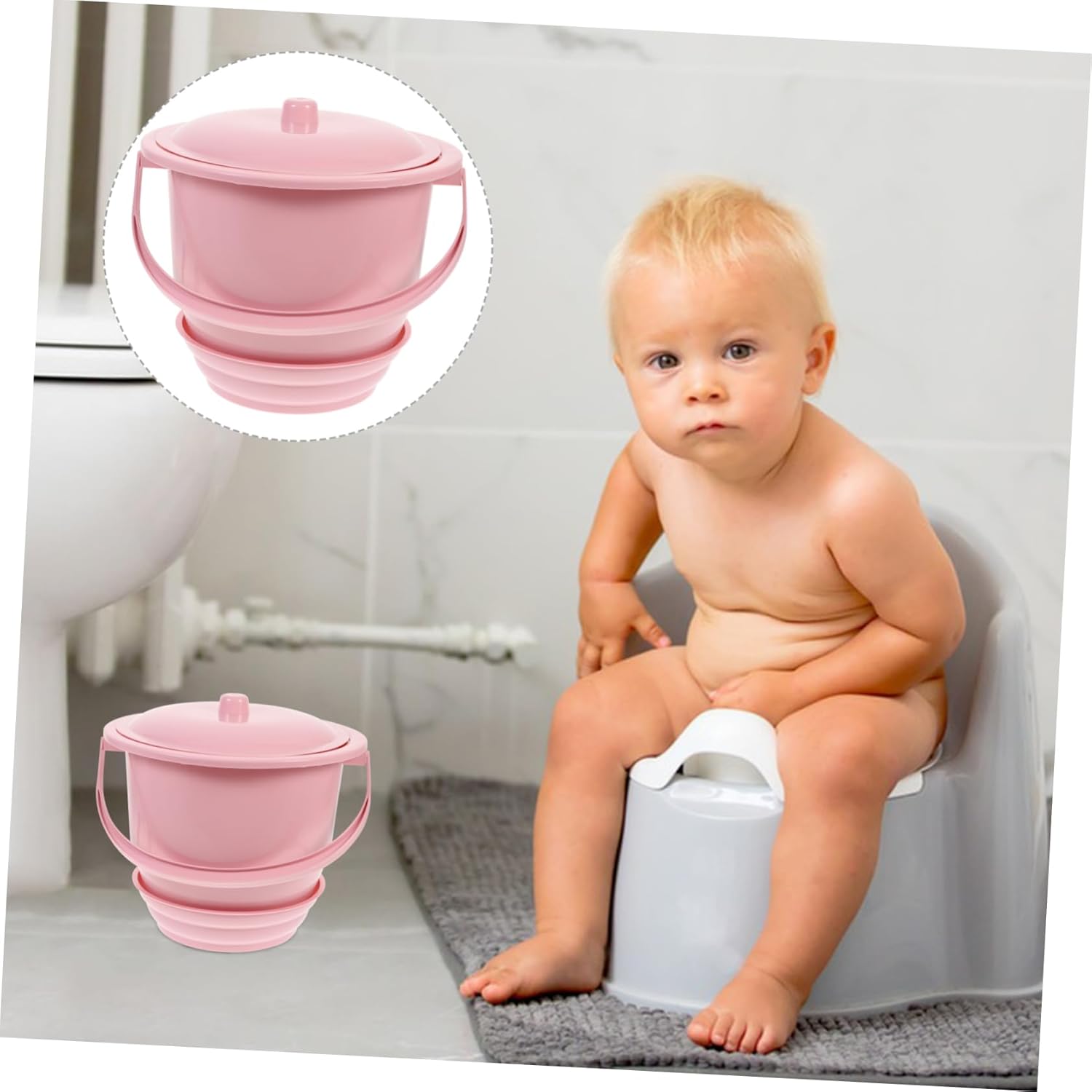 1Pc Portable Handheld Spittoon with Lid Thickened Urine Bucket for Home Use Chamber Pot Easy to Clean for Elderly Care and Travel