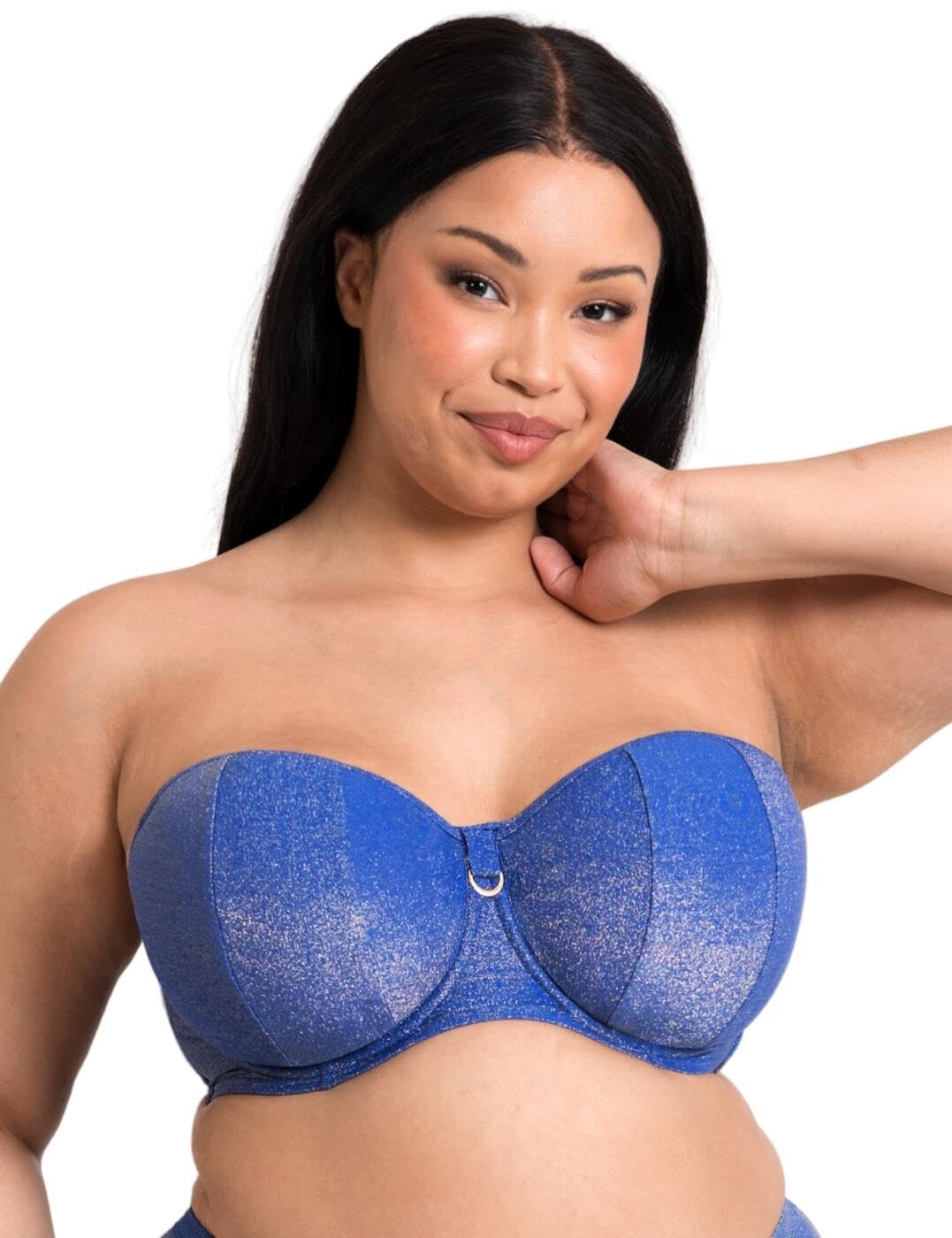 Curvy Kate Underwired Bandeau Bikini Top Sapphire Seas Womens Ladies Sport Beach Swimwear Blue Sparkle Cup Size 40F
