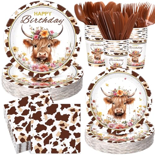 Highland cow party supplies 400 pcs dinnerware set