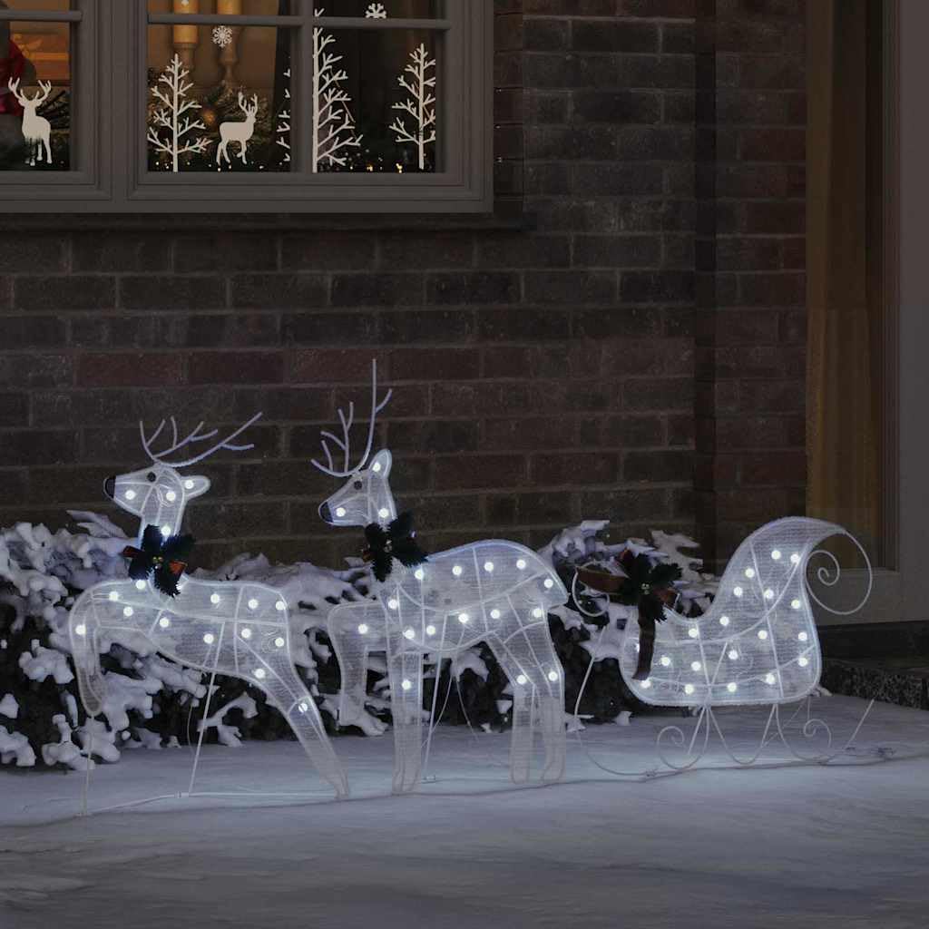 Renos LED con funda de tela, 3 piezas, blanco frío, 43 x 18 x 66 cm, funciona con USB, para decoración navideña en interiores y exteriores protegidos, decoración de árbol de Navidad