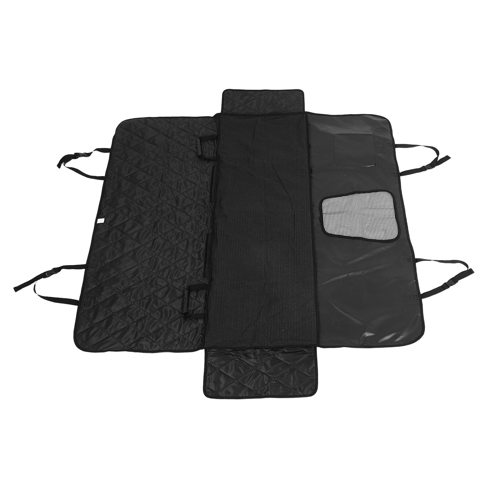 Funda para Asiento Trasero de Coche para Perro, Hamaca Negra Solapas Laterales Plegables, Base Antideslizante Resistente a Arañazos, Protector para SUV y Camiones, Accesorio