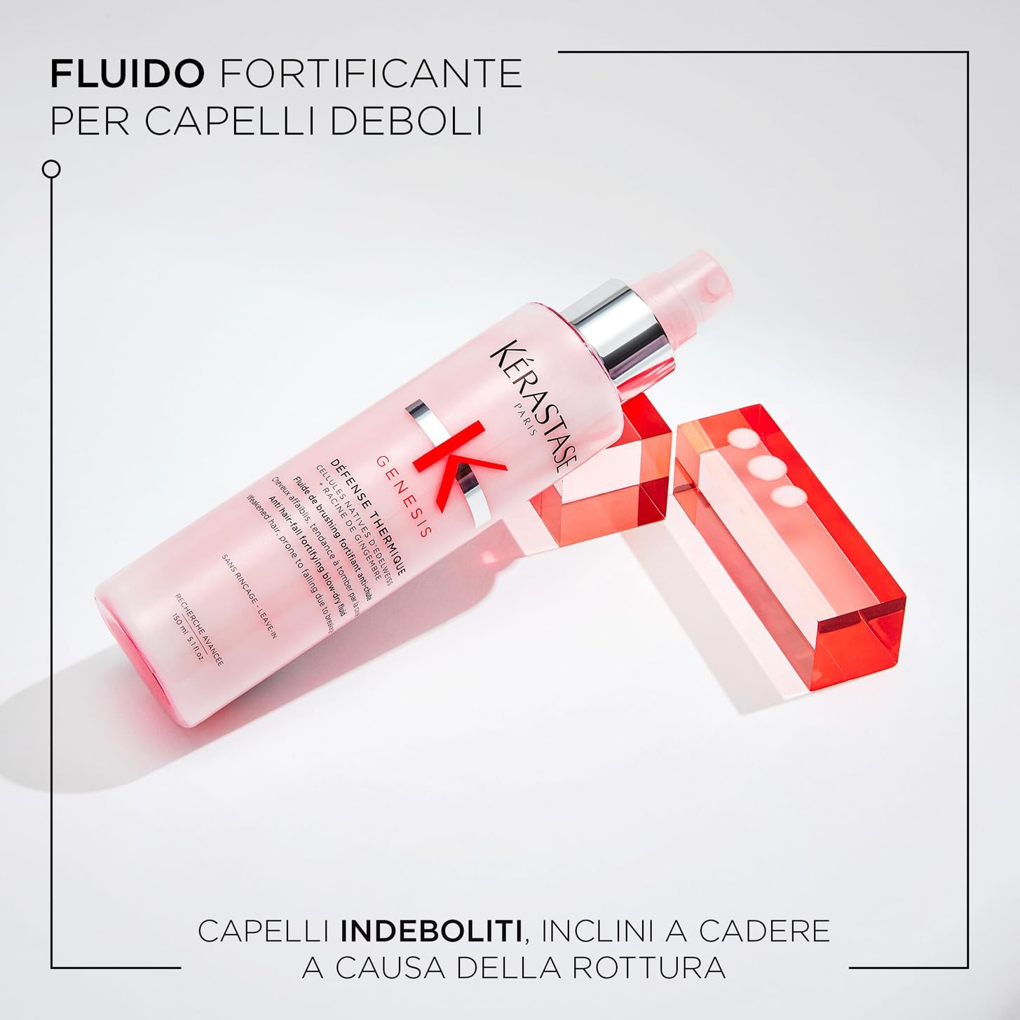 Kérastase, Genesis, Spray Fortificante, Trattamento Termoprotettivo per lo Styling, Anti-Caduta, Per Capelli Fragili, Thermo-Protecteur, 150 ml