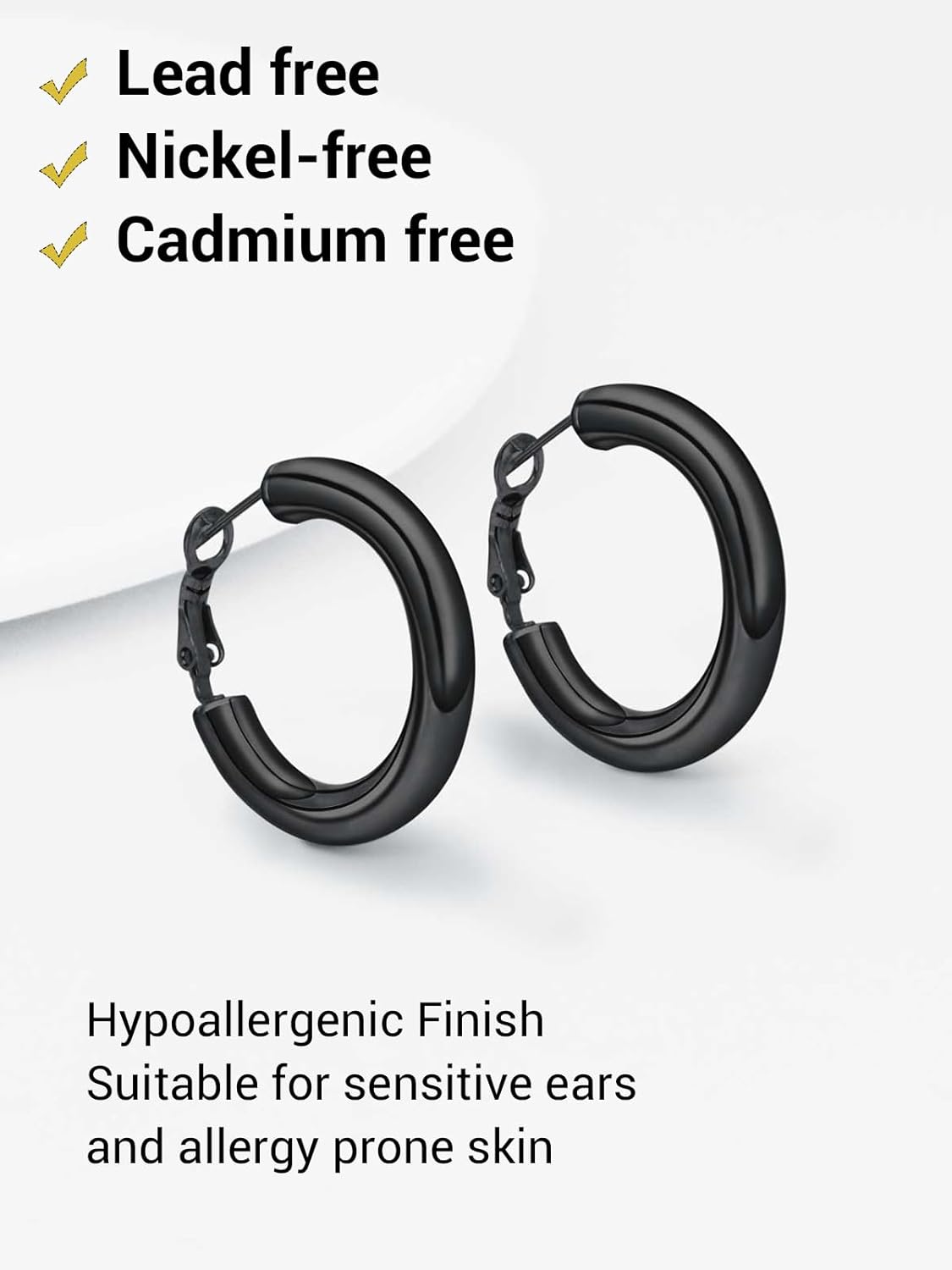 Chunky Hoop Earrings, Hypoallergenic Silver Post Black/Green/Blue/Red/Pink Teardrop Earring, Stainless Steel/Black/18K Gold 5mm Thick Hoop Earrings Womens Fashion Jewelry - Image 6