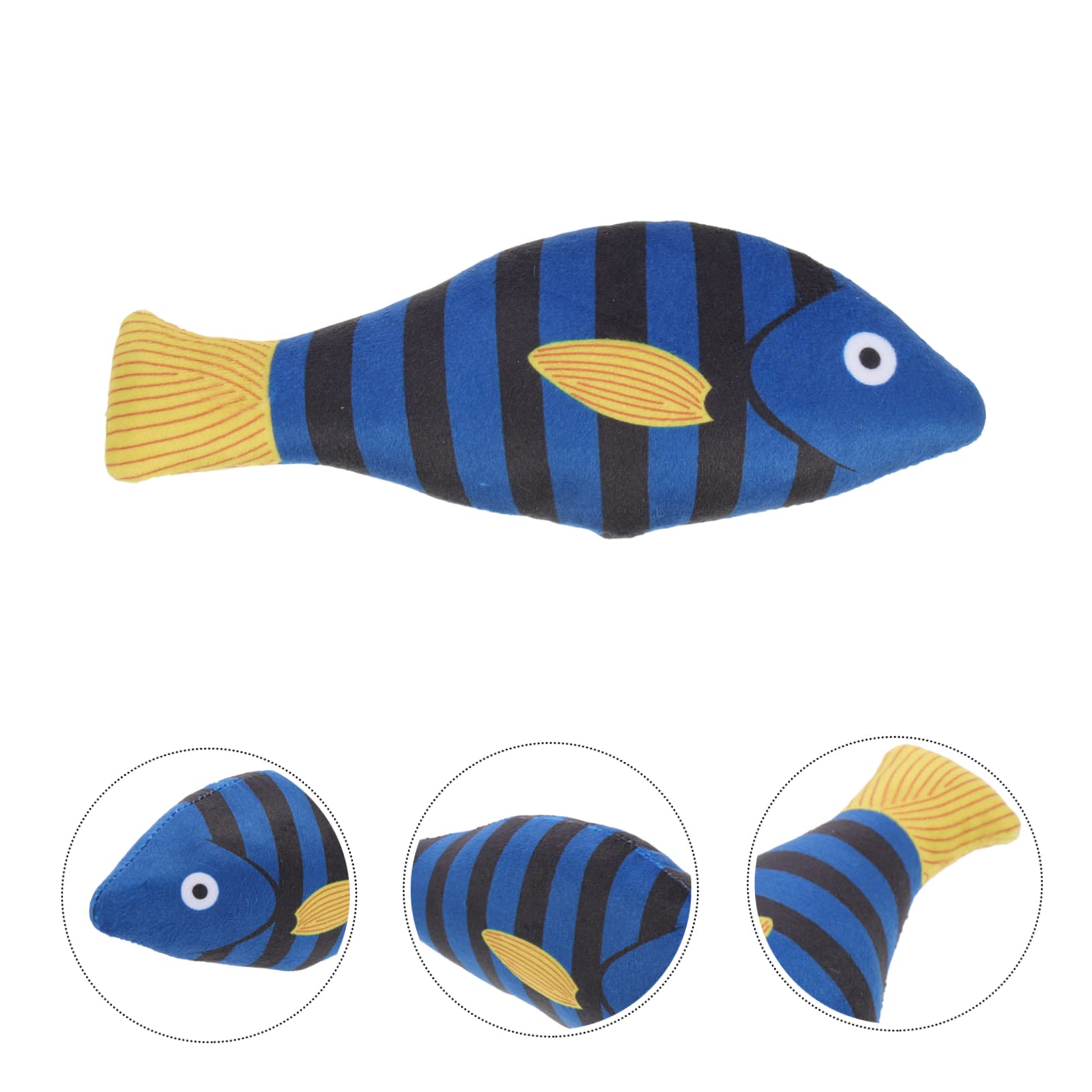 BESPORTBLE Jouet pour Chat à l'herbe à Chat Poisson en Peluche Bleu Tigre Jouet de Dentition Résistant et Divertissant