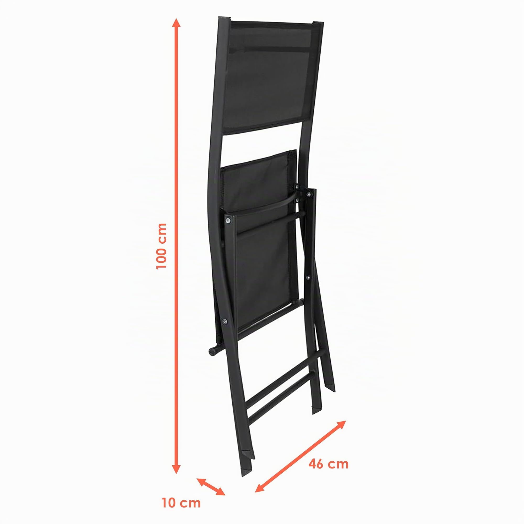 Spetebo Chaise de Jardin Pliante pour Balcon et Terrasse - Noire - 83 x 55 cm - En Acier et Textile - Pour Camping - Toile Texteline