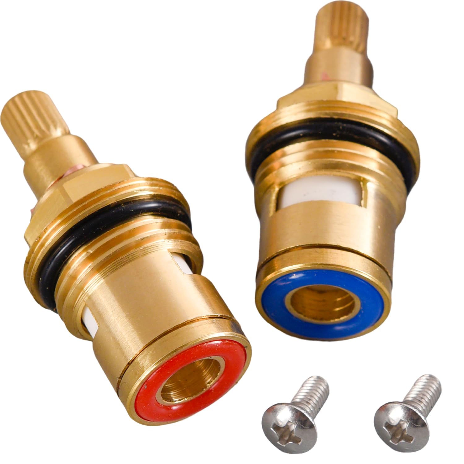 2 Pcs Ceramic Tap Cartridge 1/4 Turn 20 Spline,Tap Glands Seals Repair Kit,Tap Valve for Shower Bathroom Taps with Washers,Showerheads,Handheld Showers,Solid Brass Ceramic(1 Pair Hot & Cold)