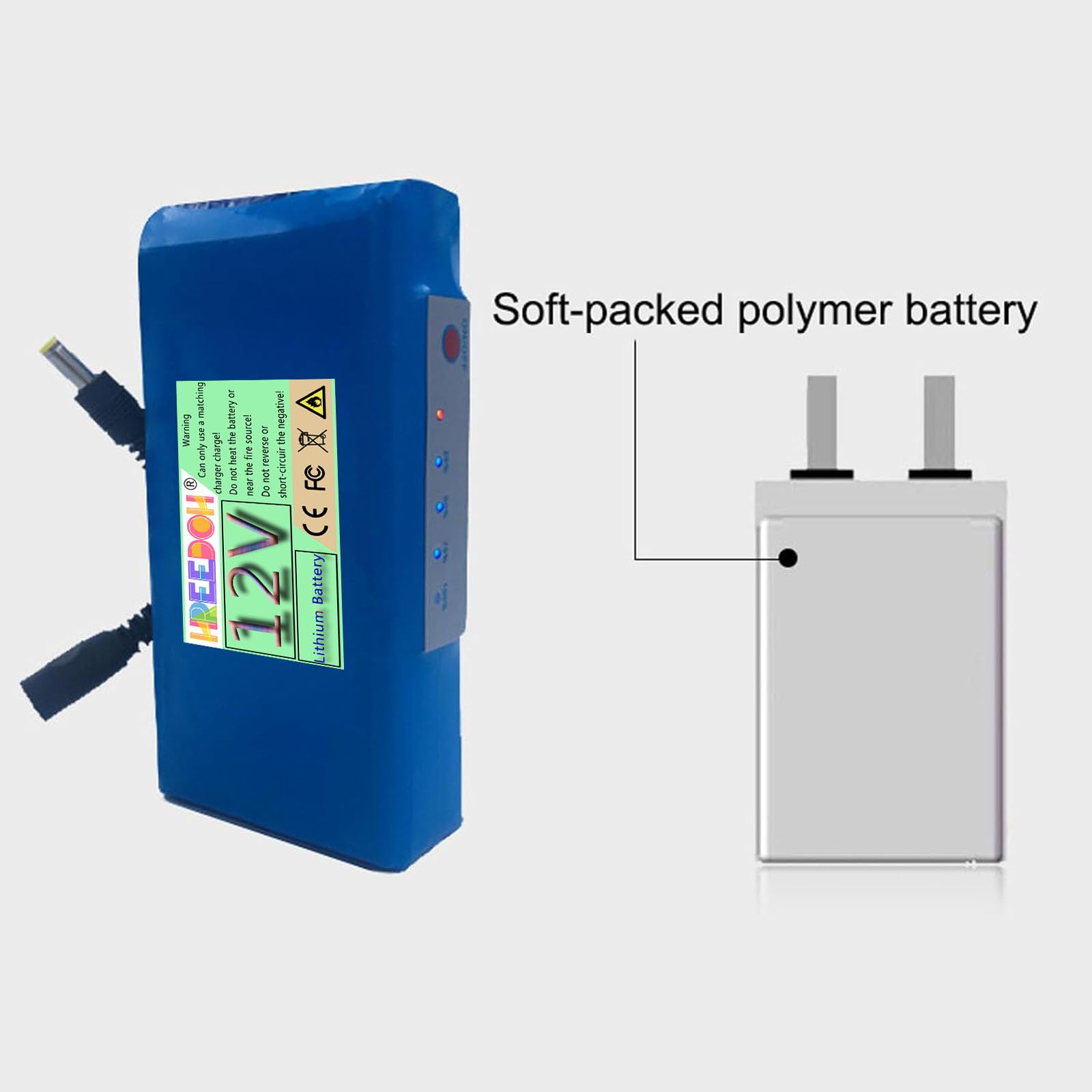 Batteria al Litio 12V Batteria Ricaricabile 5000mAh 6000mAh 7000mAh 9000mAh 12000mAh Batteria agli ioni di Litio per Strisce Luminose a LED con Caricabatterie,12v12000mah