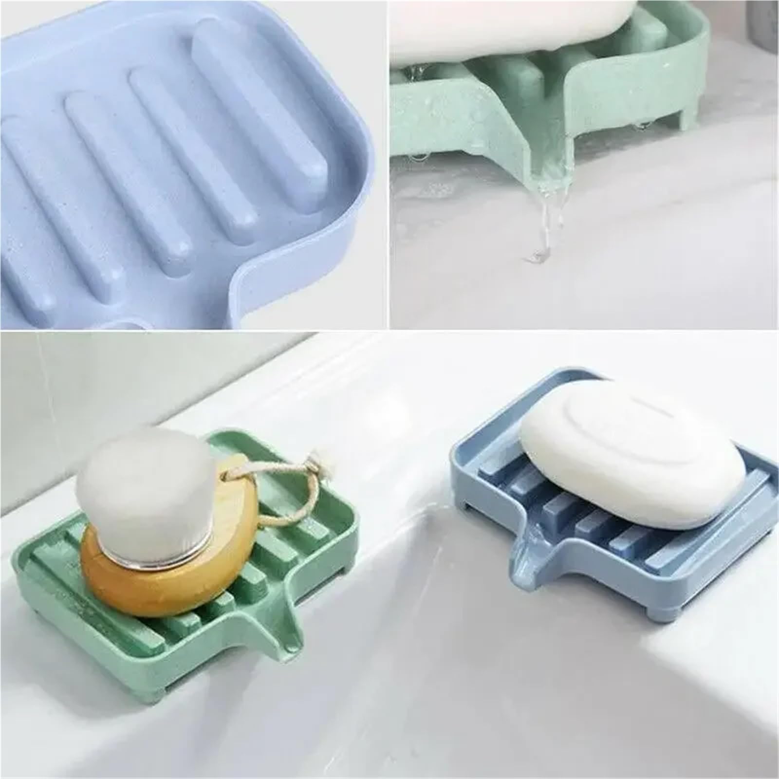 Jabonera Antideslizante, Jabonera de Silicona Multicolor, Soporte Barra autodrenante for baño y Cocina, 4 Uds(Beige)