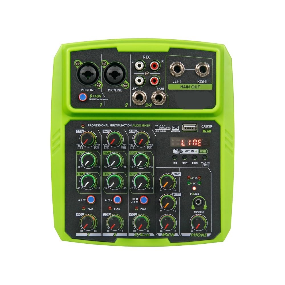 Table de mixage audio, Table de mixage audio, console DJ, avec alimentation fantôme Bluetooth 48 V, effets relecture retardée