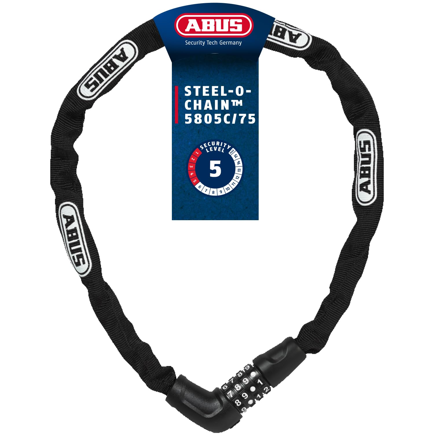 ABUS 71206 Fahrradschloss, Nero, 75 cm