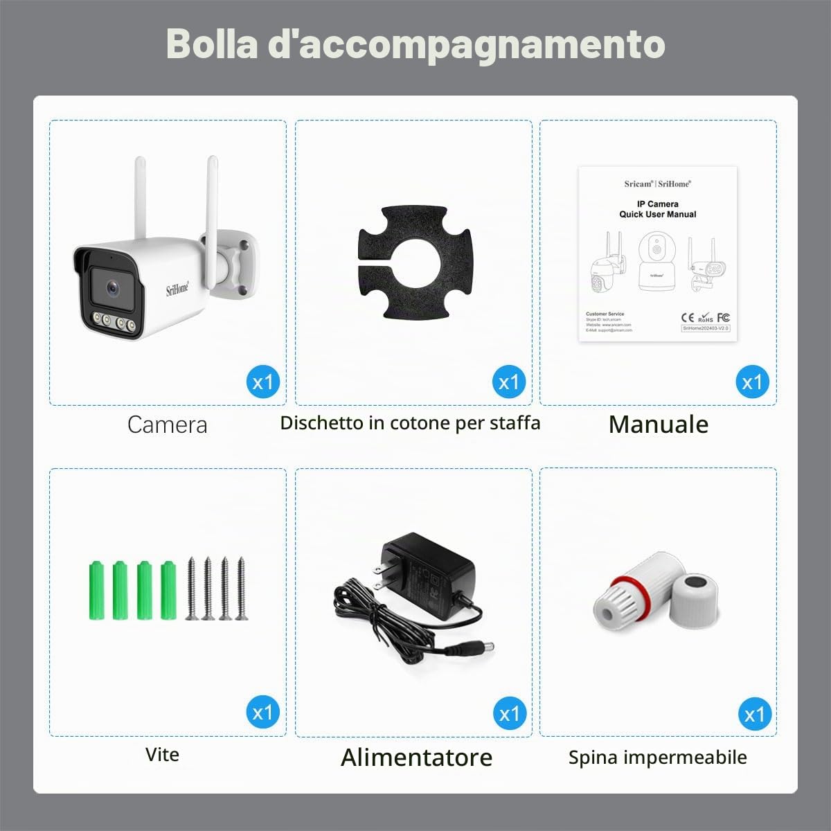OBA SH035-S Telecamera di Videosorveglianza Wireless, Bianco, 3 Megapixel SiHome