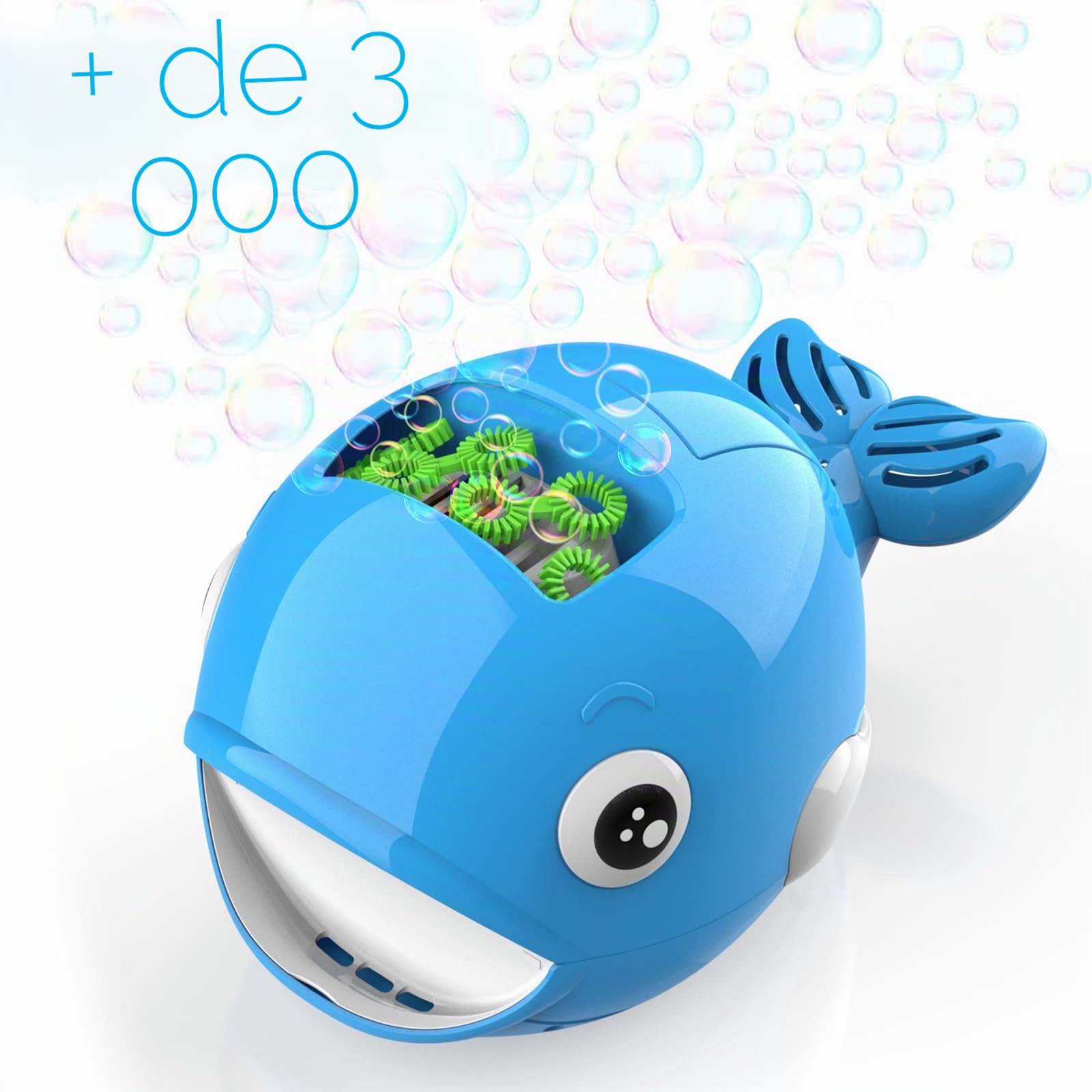Machine a Bulles de Savon Enfant, Jouet Garçon Fille 3 4 5 6 7 8 Ans Appareil a Bulles Automatique Portable Souffleuse à Bulles avec 2 Bouteilles Cadeau Enfant Jeux Exterieur Jardin Plein Air, Baleine