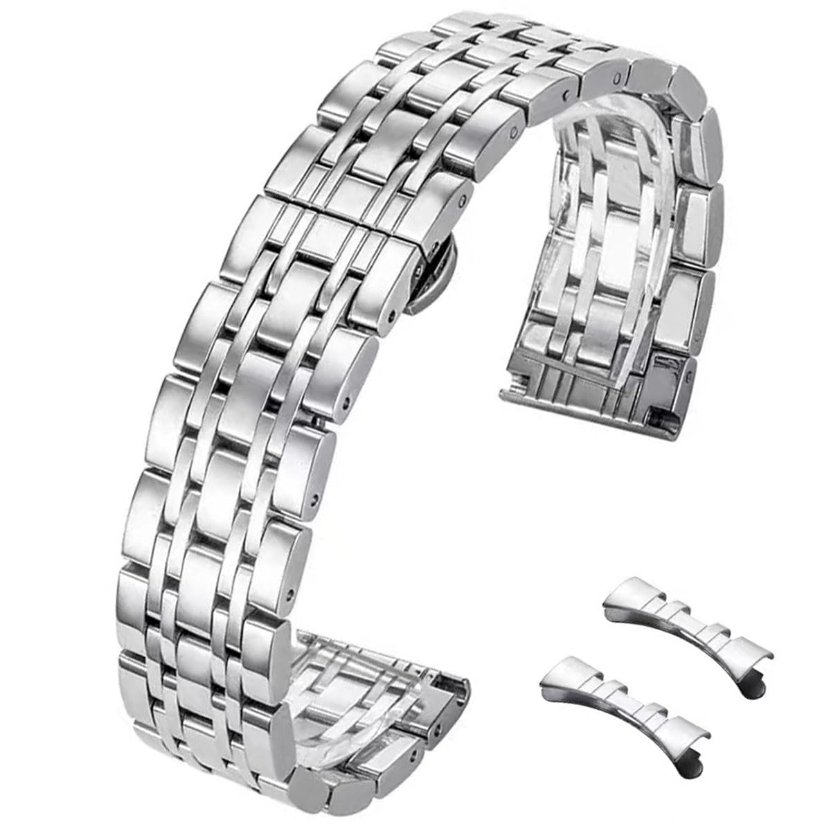 Metalowy pasek do zegarka ze stali nierdzewnej, z prostymi i zakrzywionymi końcówkami, 12 mm, 14 mm, 16 mm, 18 mm, 19 mm, 20 mm, 21 mm, 22 mm, metalowy, zapasowy pasek ze stali nierdzewnej