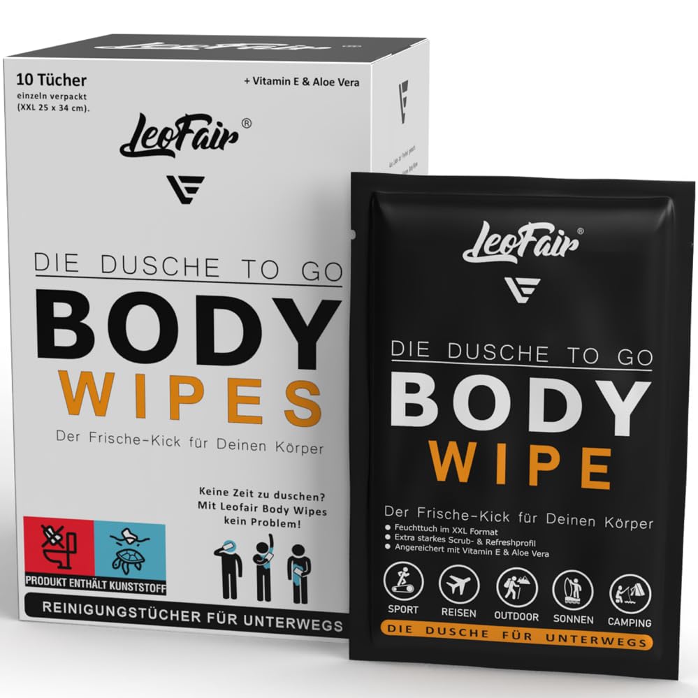 Leofair Toallitas desechables para adultos – Manoplas húmedas para viajes, camping, festivales, exteriores y viajes – 30 toallitas grandes XXL – Embalaje individual