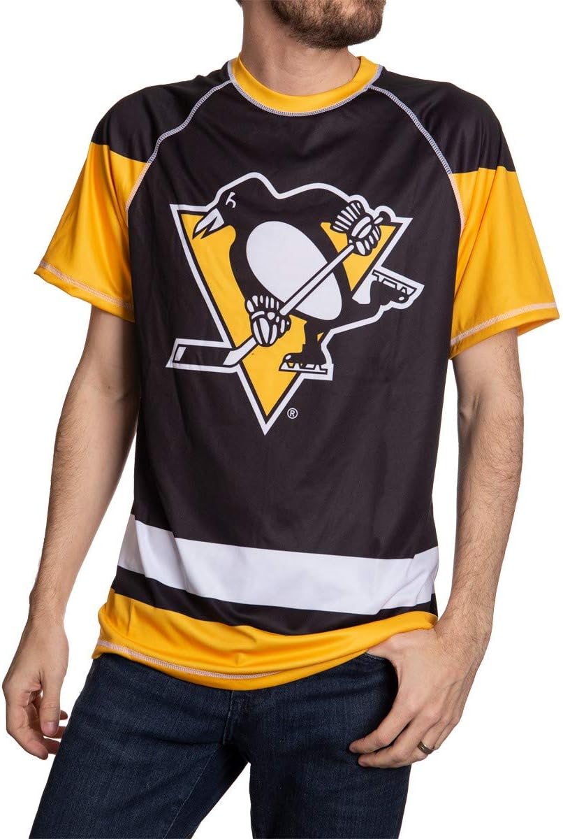 NHL Mens Performance Quick Dry Moisture Wicking Rash Guard Short Sleeve Shirt