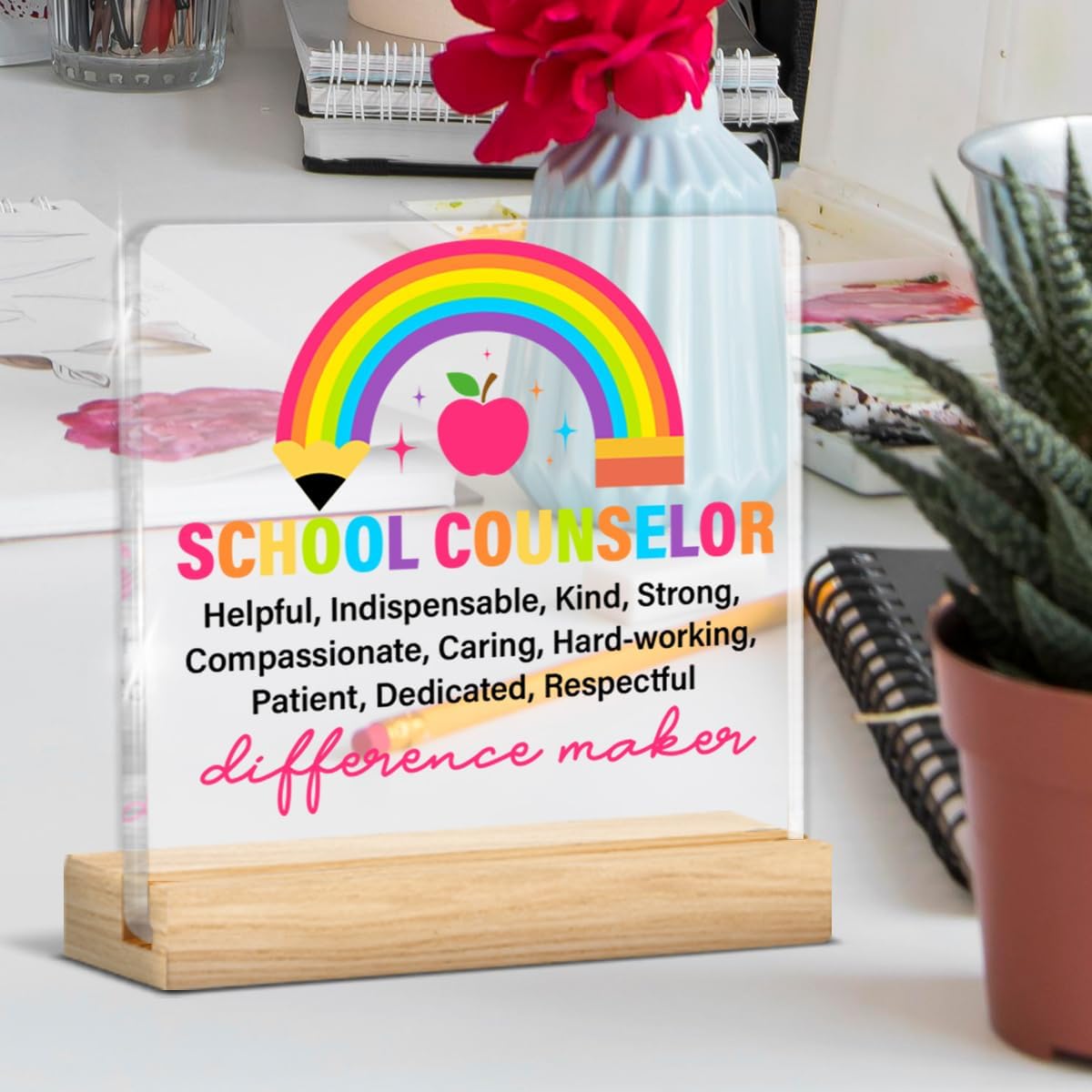 School Counselor Gifts for Appreciation Retirement Farewell End of Year, Thank You Gifts for School Counselor Difference Maker Acrylic Sign Counselors Office Desk Decor - Image 7