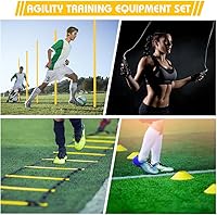 Vista 5 de Equipo de entrenamiento de bastones de agilidad: incluye 6 postes de agilidad, 6 obstáculos de salto, escalera de agilidad, 12 conos de fútbol, 1