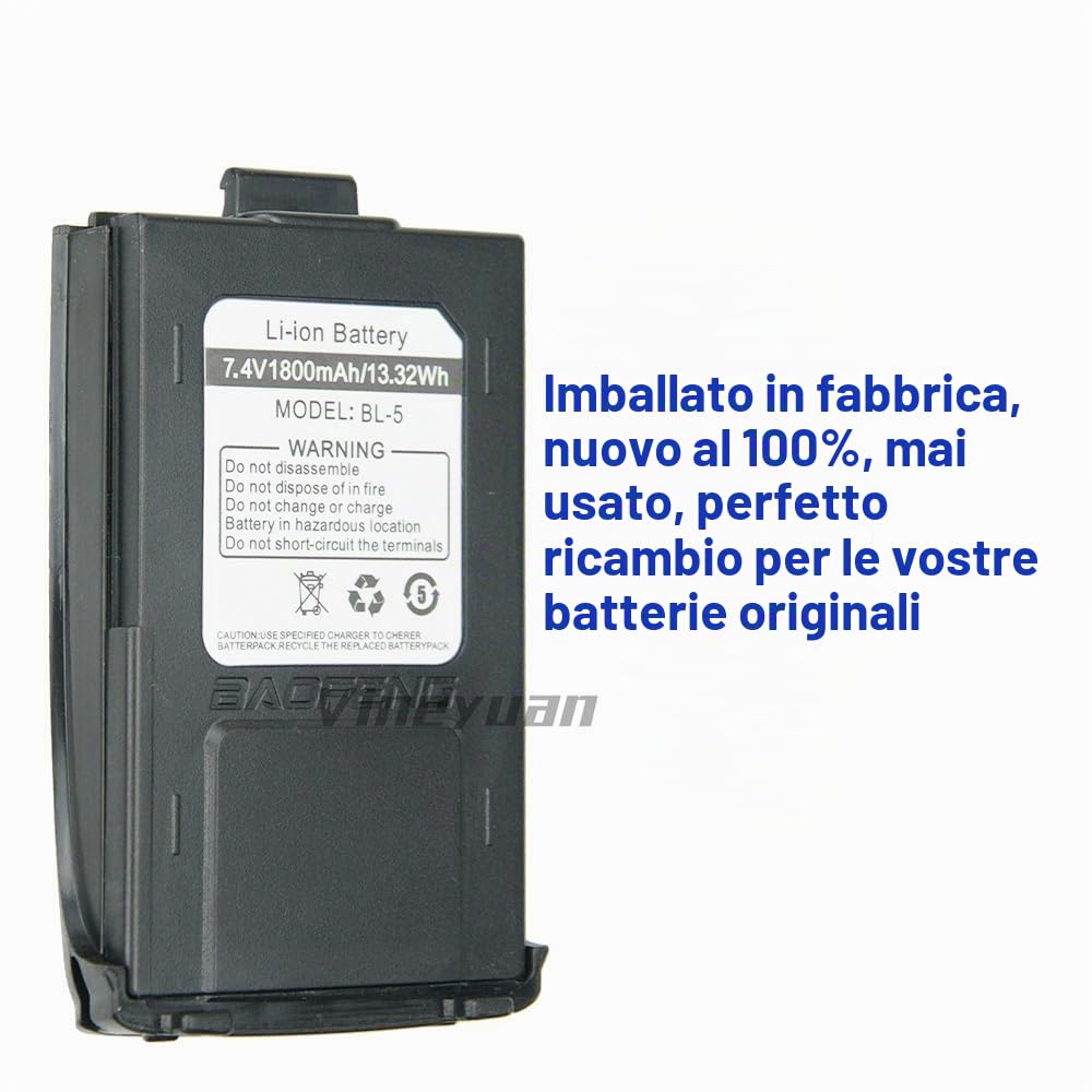 Batteria per radio bidirezionale di ricambio per Baofeng GT-3 GT-3TP GT3 GT3TP e GT-3 Mark-II III 7,4 V 1800 mAh Batteria Walkie Talkies
