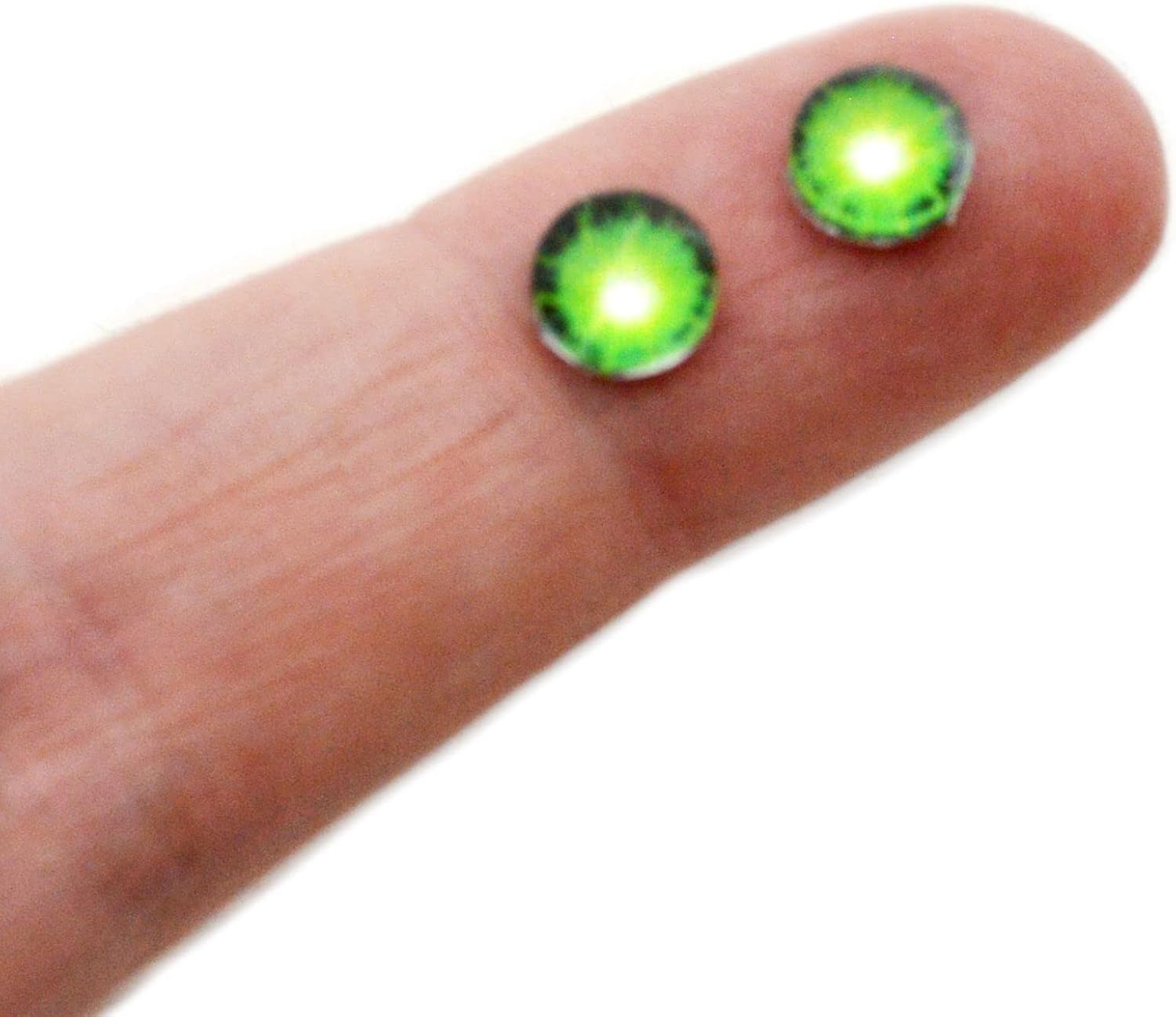 Green Lightening Burst Electrifying Glass Eyes 6mm to 60mm Technology Fantastic Jewelry Making Art Doll Parts Taxidermy Sculpture Flatback Domed Cabochons (60mm)
