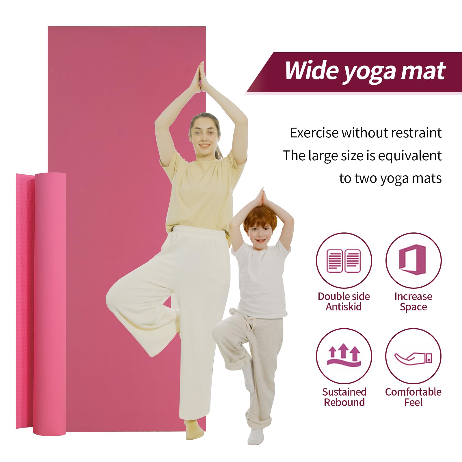 Yogamatte, Pilatesmatte, rutschfest, Yogamatte, Sportmatte, Yogamatte, für Pilates, Yoga, Fitness, 183 x 61 cm