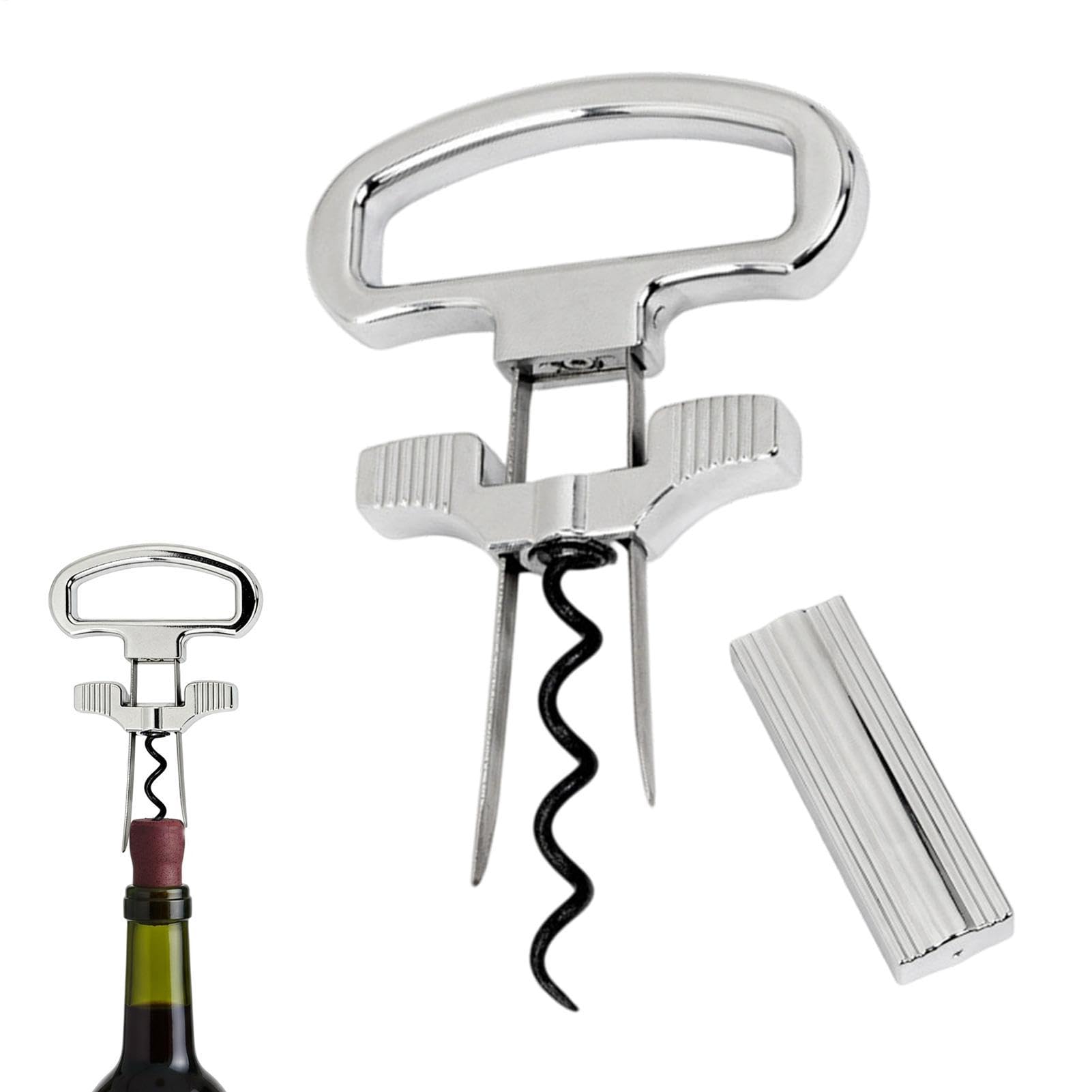 Ah-So Tire-bouchon à 2 dents pour vins cassants et mûrs - Ouvre-languette en de zinc - Tire-bouchon professionnel pour serveur sans dommage - Argenté
