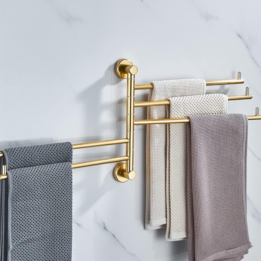Aluminum Alloy Towel Rack ，Foldable Bathroom Towel Holder ，Modern Gold Swing Out Towel Racks Bars for Bathroom Holder Wall Mounted Swivel Towel Rail,Metal Folding Arm Swivel Towel Bar Holder Storage O