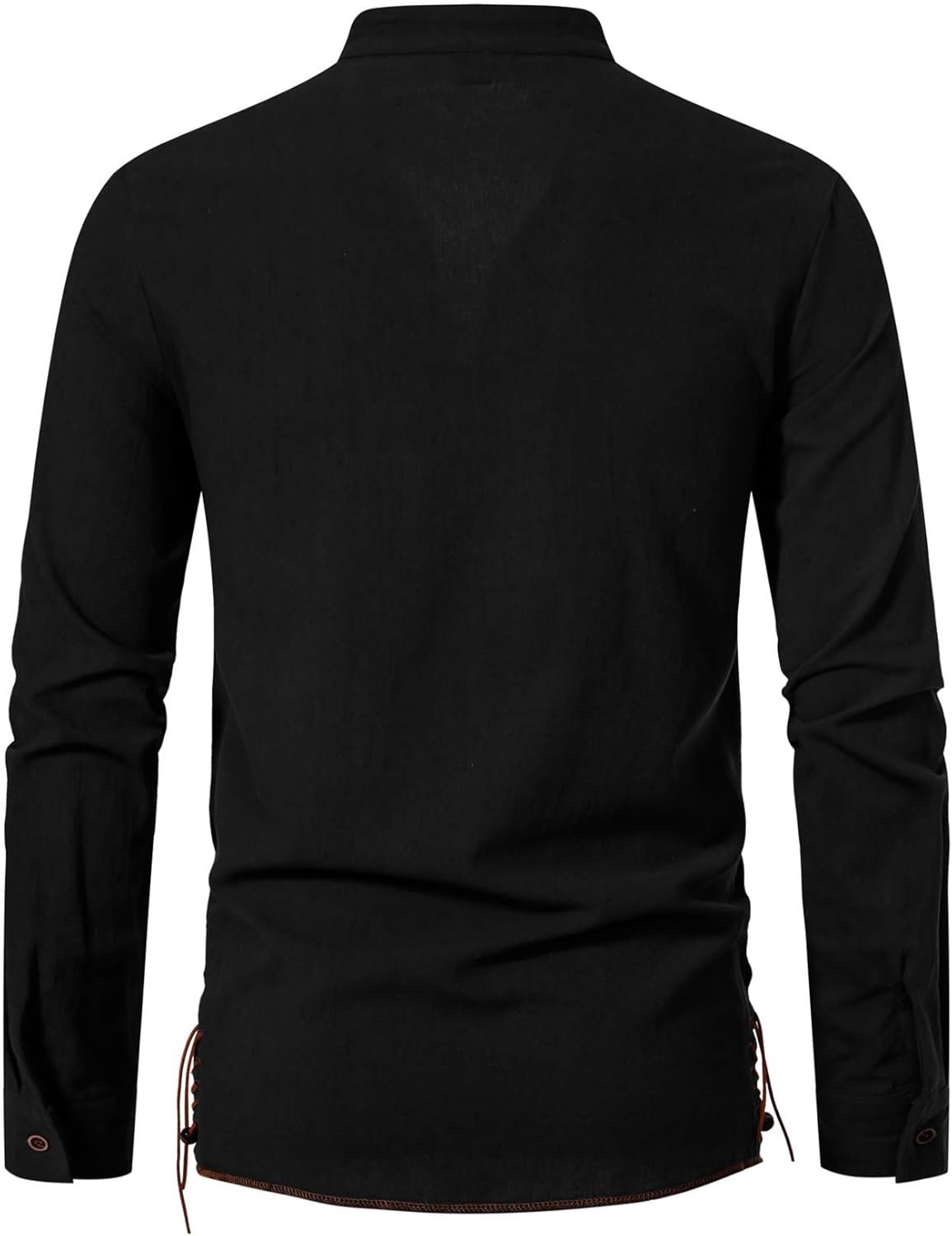 Men's Cotton Long Sleeve Lace Up Vintage Shirts for Renaissance Pirate Viking Medieval Costume - Image 3