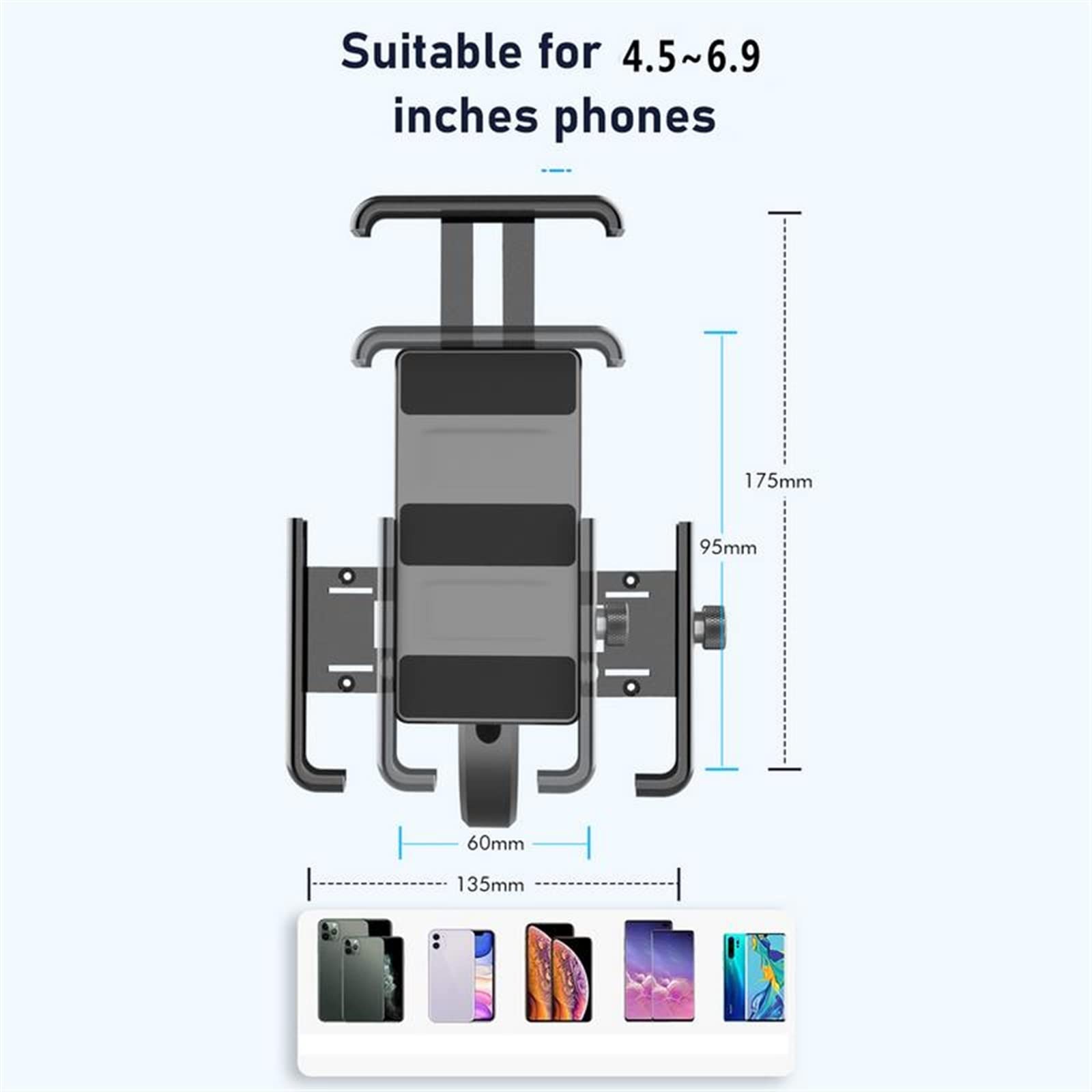 SCOOVY Soporte navegación GPS Soporte Teléfono Motocicleta A Prueba De Golpes, Soporte Giratorio De 360 Grados Teléfono, Soporte Espejo, Soporte Navegación GPS, Soporte De Bloqueo Protección