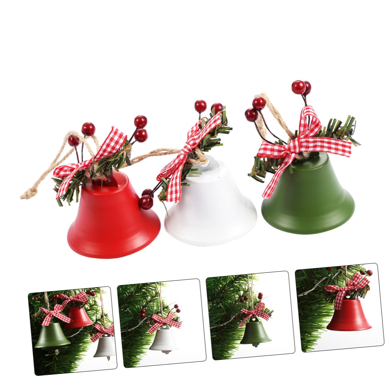Unomor 3Pcs Christmas Jingle Bells Hanging Ornaments and Holiday Tree Decor Pendants for Festive Party Decorations