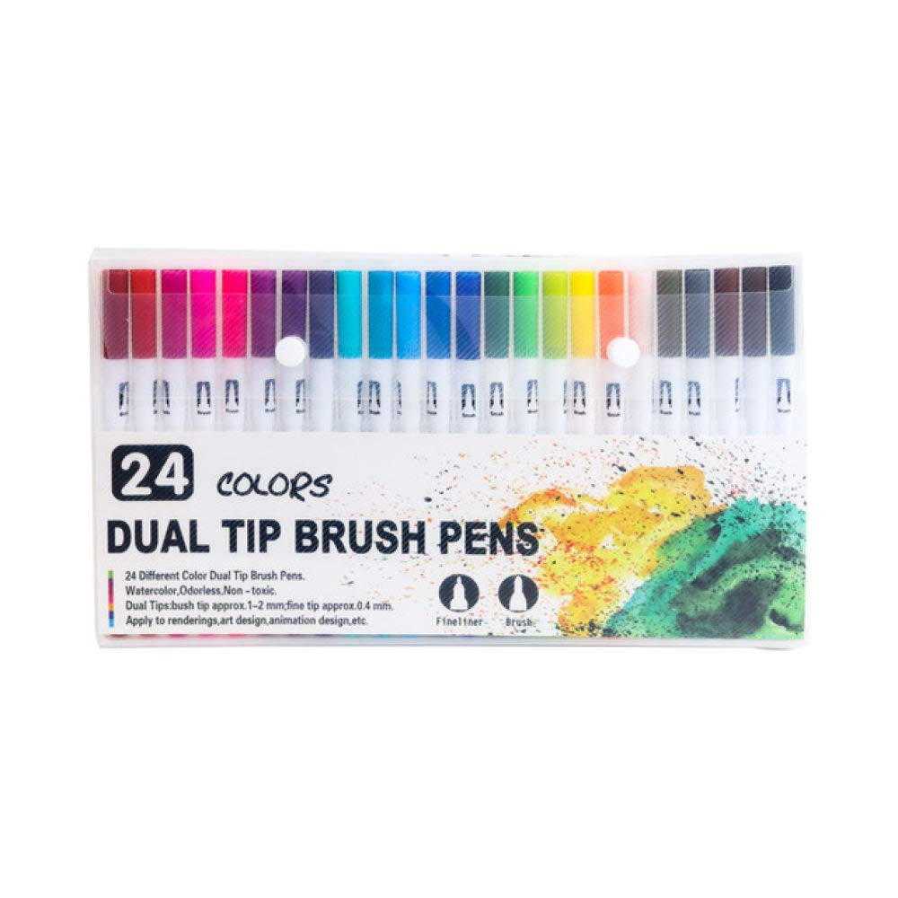 Aquarellstift 100 STÜCKE Farben Dual Tip Pinselstifte Zeichnen Malen Aquarell Art Marker Stifte Schulbedarf Skizzieren Malbuch 36 Schwarze Farbe (36 weiße Farbe) (24 weiße Farbe)
