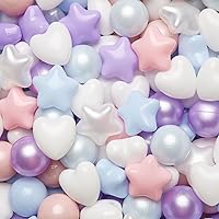 Vista 19 de Bolas de hoyo de TRENDPLAY en forma de estrella y corazón para niños pequeños - 50, 100, 200, 500 piezas de bolas de plástico para diversión y juego