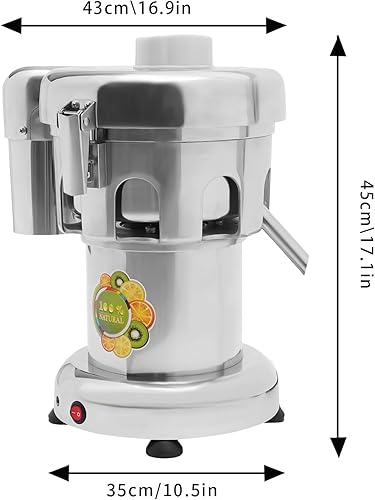 Miniatura 5 de Exprimidor comercial de frutas 110 V Extractor de jugo de frutas y verduras Exprimidor de 370 W Acero inoxidable construido resistente fruta