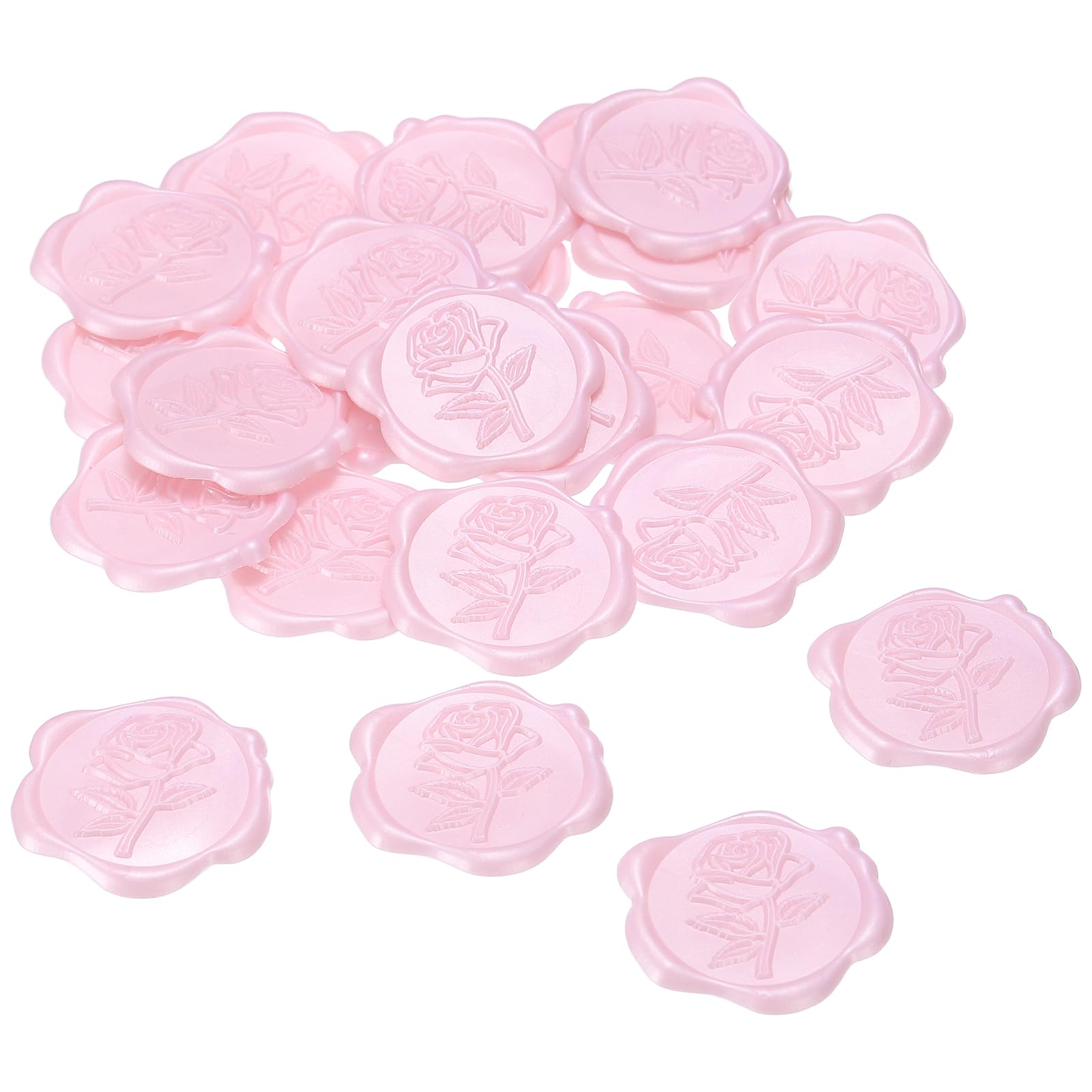 PATIKIL 25Pcs Rose Wax Seal Stickers, Flower Embossed Self Adhesive Backed Envelopes Seal Sticker Accessories for Wedding Invitation Letter Birthday Party Gift, Pink