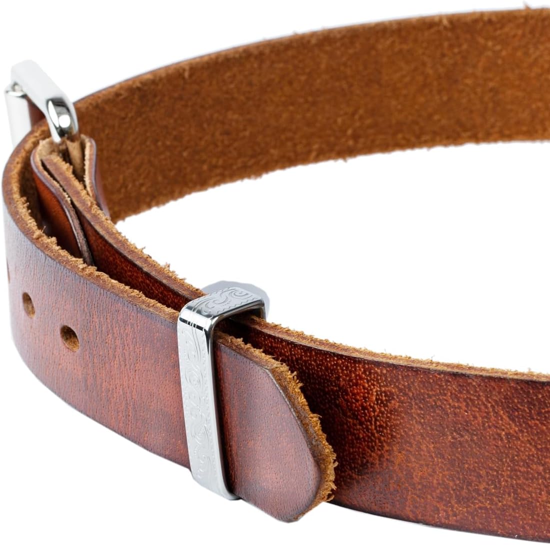 1.5" (38mm-40mm) Western Belt Loop Keeper Stainless Steel Men's Belt Buckle Accessories Silver