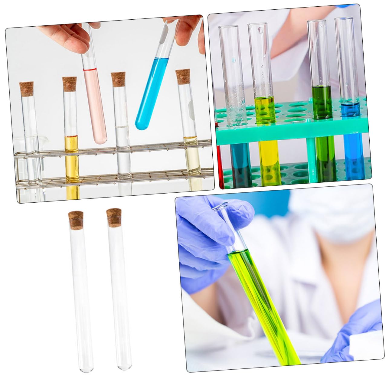 COSMEVIVI Glass Test Tube Cork Stopper 10pcs Jumbo Packaging Tubes for Scientific Experiments School and Home