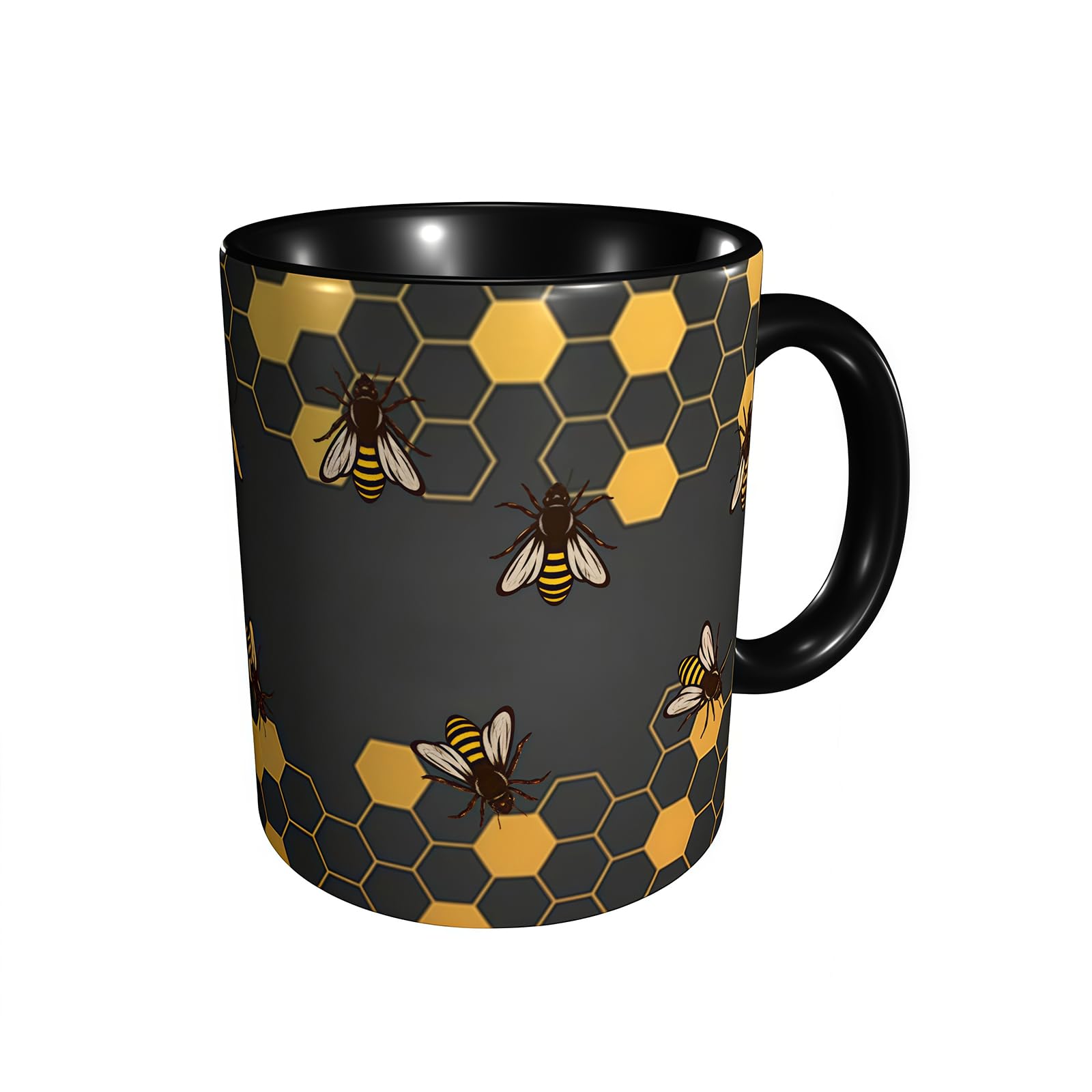 Honeycomb Bee Coffee Mug 11oz - Funny Ceramic Tea Cup for Men Women Office and Home Novelty Mugs Ideal Present Birthday Microwave Safe