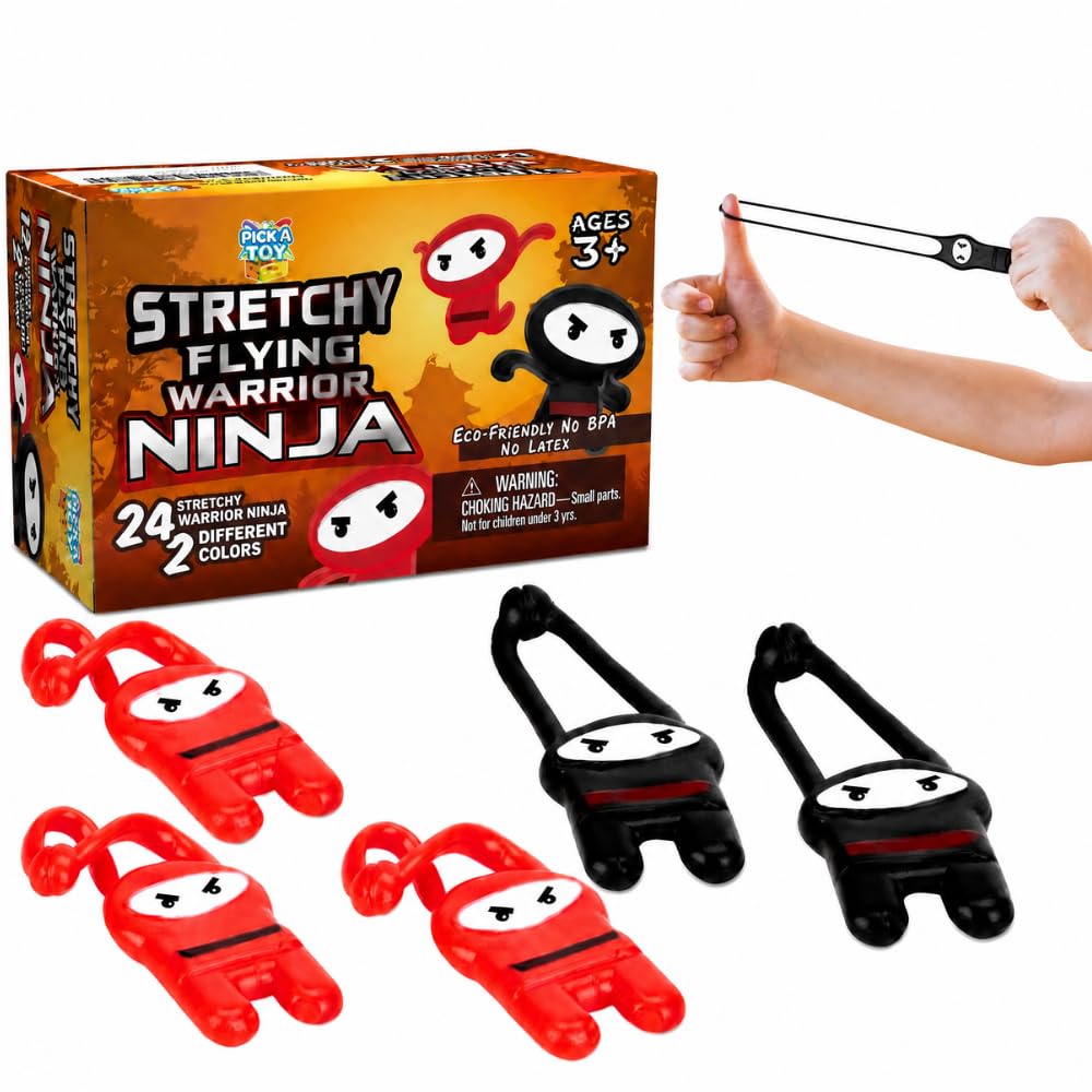 Slingshot Toys 24 Pack sticky Stretchy Flying Ninjas Party Favors Ages 5-12 | 24 individu…