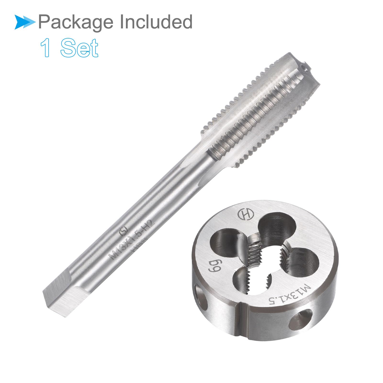 Set Rubinetti e Matrici, M13 x 1.5 Filettatura, Metrico Acciaio Alta Velocità Macchina Rubinetto per Vite & Kit Utensili per Stampi Tondi - (per Riparazione), 1 set