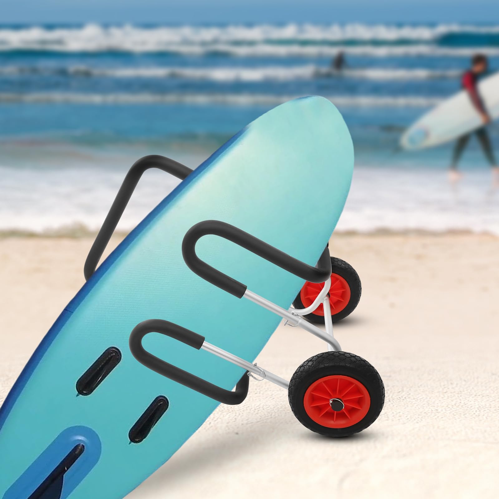 Carrito de transporte doble para SUP y kayak con ruedas, carrito de material de aluminio para un fácil movimiento de 2 tablas de remo y tablas de surf
