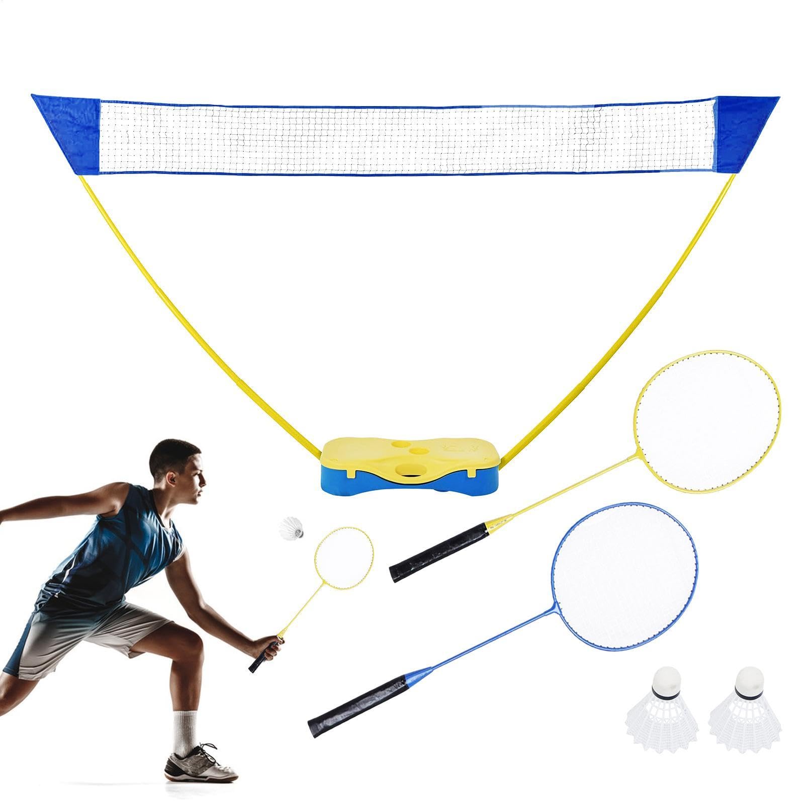 Set completo di badminton - Set da badminton portatile con rete per adulti | Set da badminton da esterno per spiaggia | Giardino, palestra, piazza, cortile