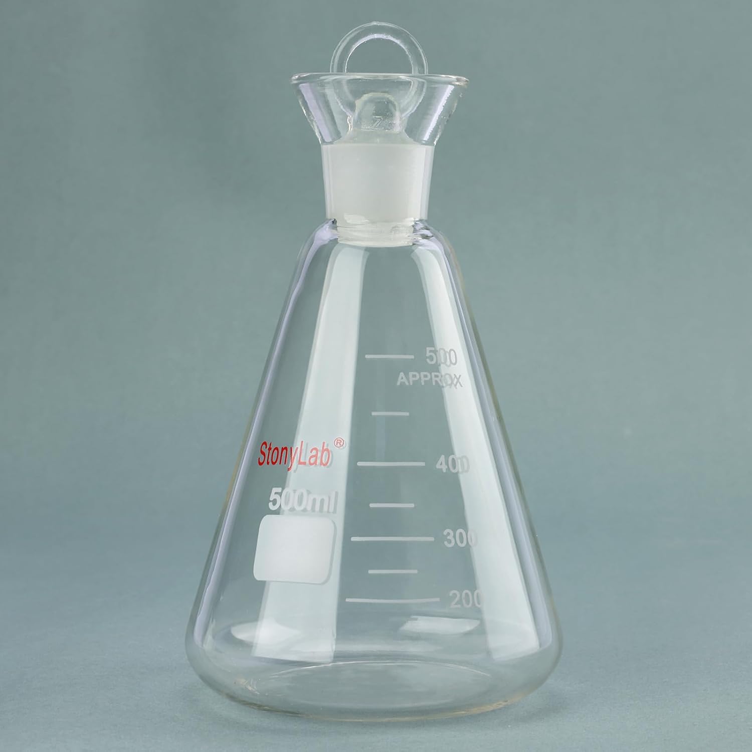 stonyLab Iodine Flask with Stopper, 500 ml Capacity, Wide Mouth Design, G3.3 Borosilicate Glass, for Laboratory Iodine Value Determination