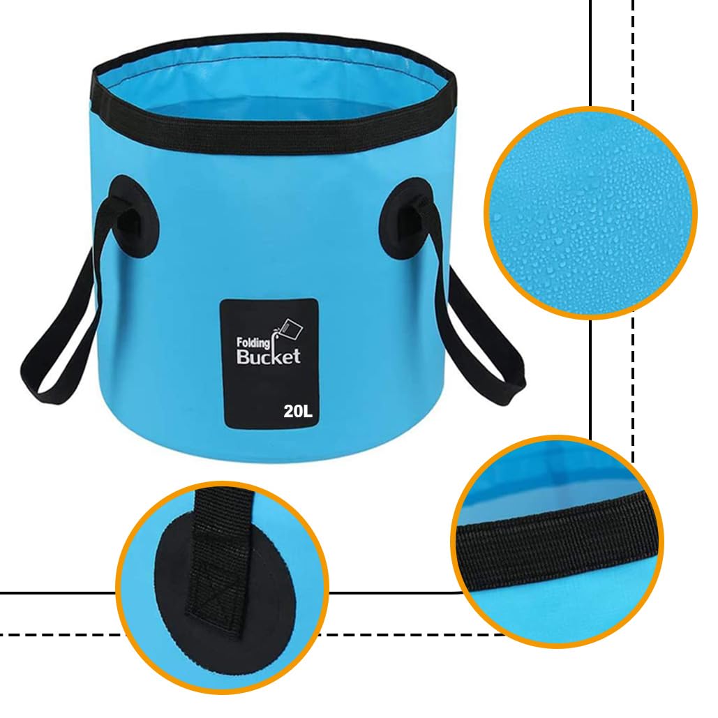Seau Pliable, 20 L Seau Pliable Multifonctionnel, Convient pour Le Camping, la pêche et d'autres Activités de Plein Air, Bleu Seau Pliable, 20 L Seau Pliable Multifonctionnel, Convient pour Le Camping, la pêche et d'autres Activités de Plein Air, Bleu