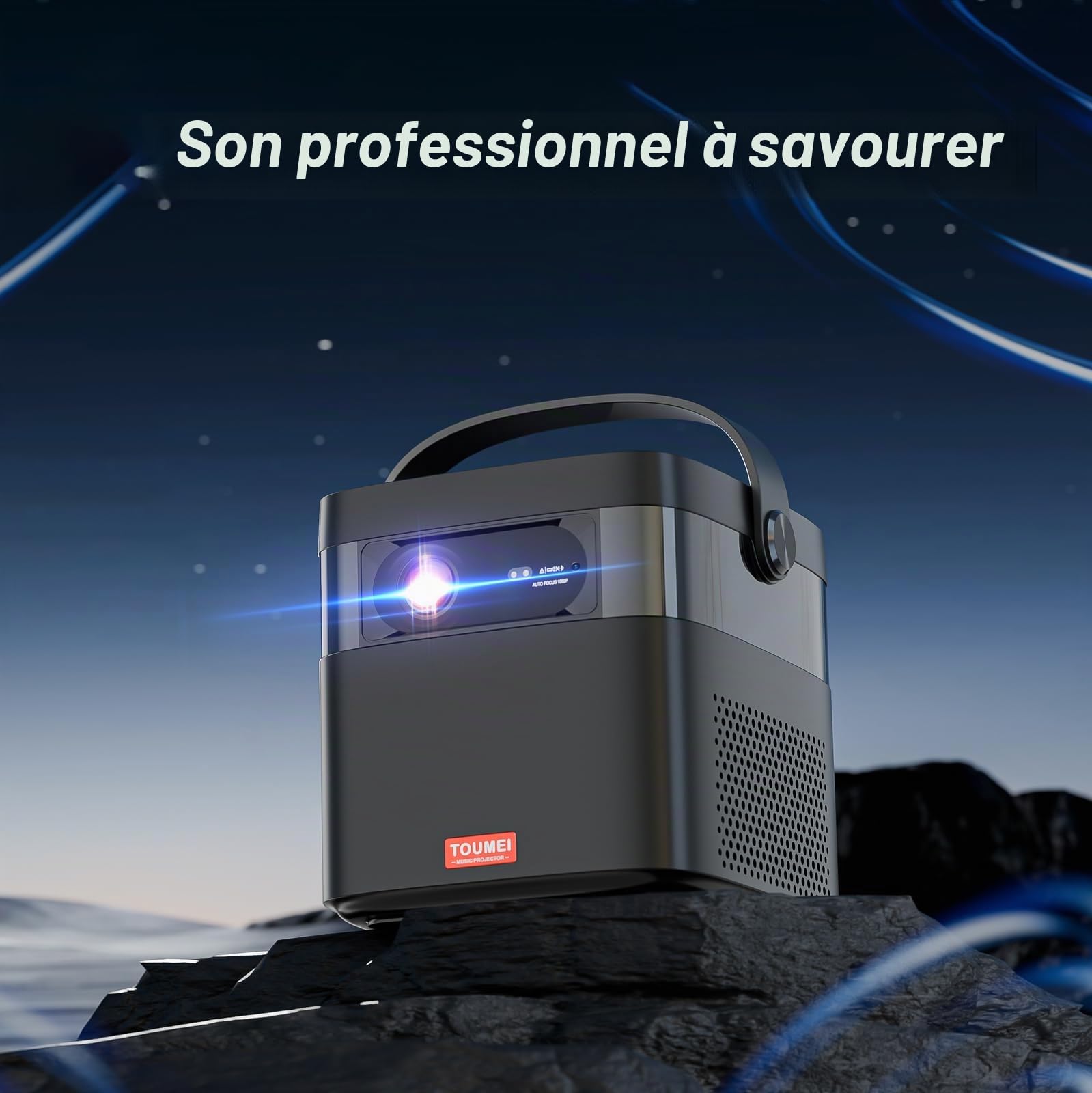 Videoprojecteur 4K,Toumei Mini Projecteur with 15,000mAh Battery,Google TV 11.0,WiFi 6 et Bluetooth,Portable RetroProjecteur 450Lumens ANSI,2x10W Haut-Parleurs,Auto Focus/Keystone pour iOS/Android
