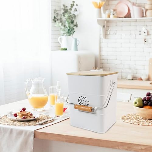 Miniatura 4 de Tarros de galletas, contenedor de almacenamiento de galletas blancas, tarro de metal para galletas con tapas herméticas y asa, caja de lata de