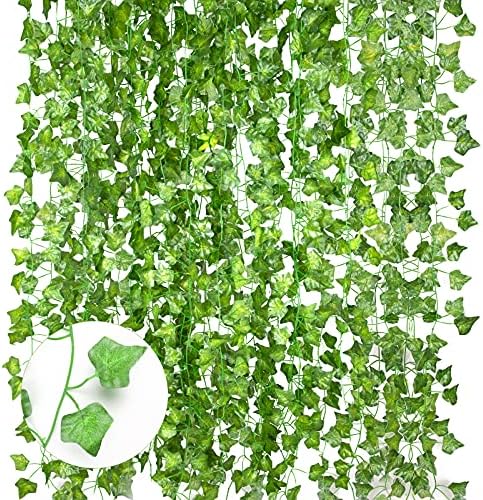 BOZKAA 12 Pack Artificial Ivy, 84Ft Ivy Garland Fake Vines for Room Decor Fake Plants, Wedding, Party, Garden, Wall Decor