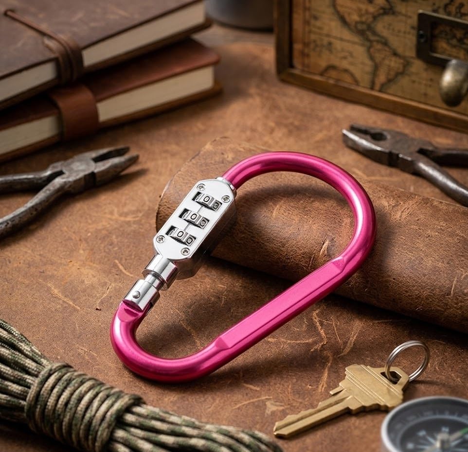 Portible 3 Digit Combination Hook Keyring Lock | Resettable Screw Lock Keychain Padlock for Backpack Luggage Zippers Bags Travel Security Pack of 1-image-31