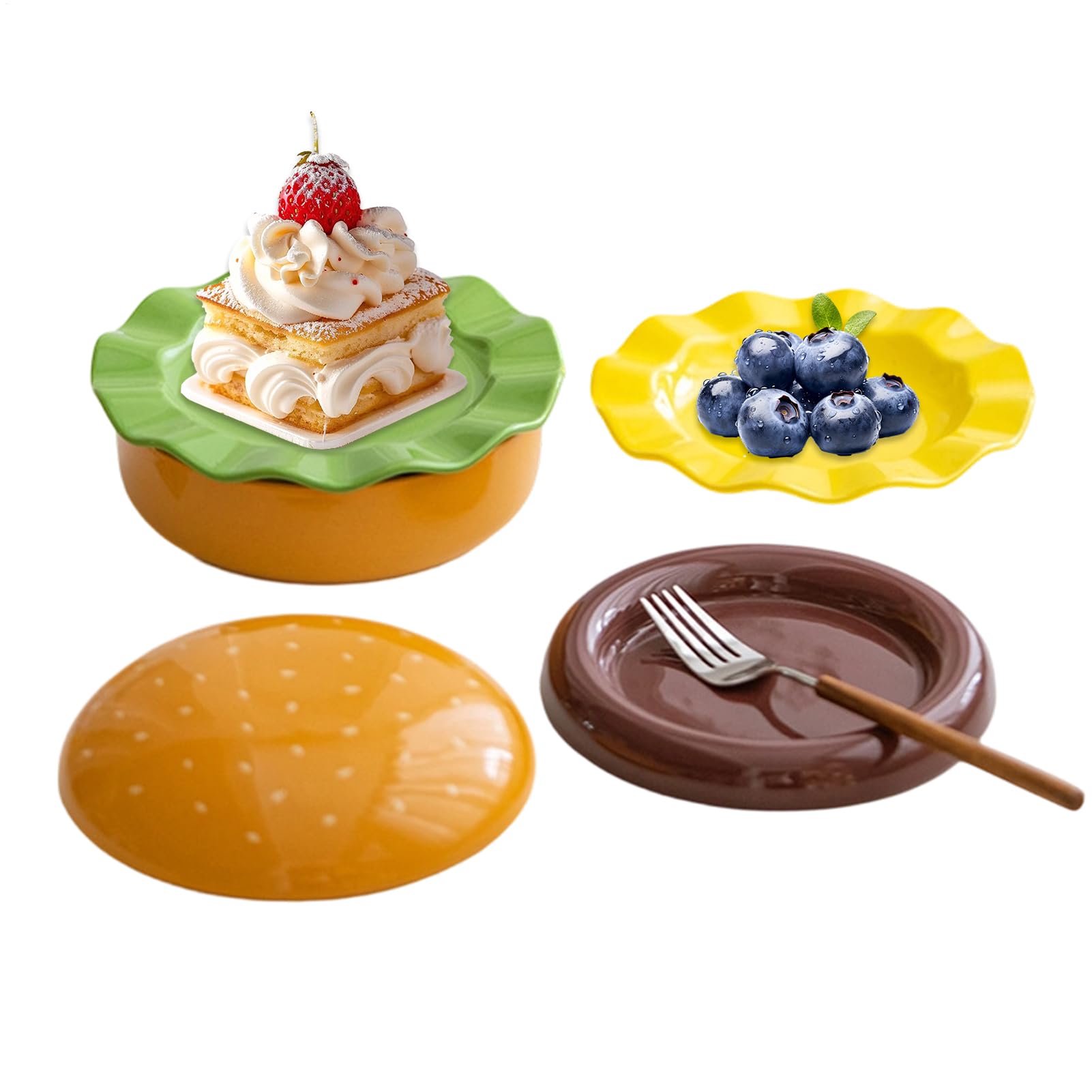 Zestaw talerzy do burgerów układanych w stos Naczynia ceramiczne układane w | Uroczy Zestaw Talerzy Do Serwowania Na przekąskę sushi deser posiłek do domu mieszkania n
