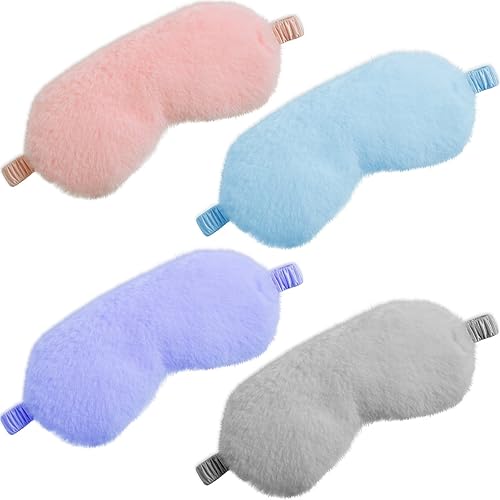 4 máscaras de felpa para ojos, de seda, para dormir, cómodas, con los ojos vendados, cubierta colorida de satén para mujeres y hombres, para dormir,