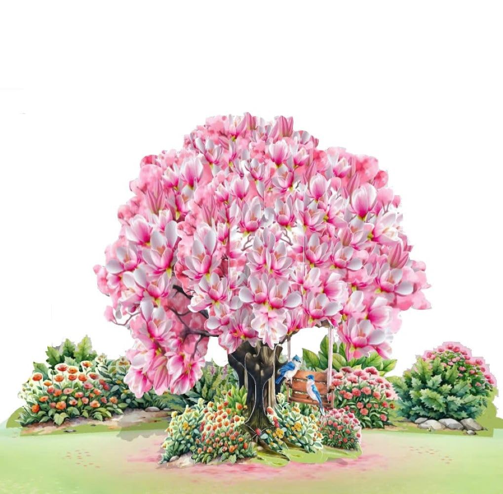 CUTPOPUP Magnolia with Blue Jay Couple Pop Up Anniversary Cards, Wedding Anniversary Card, 3D Valentines Day