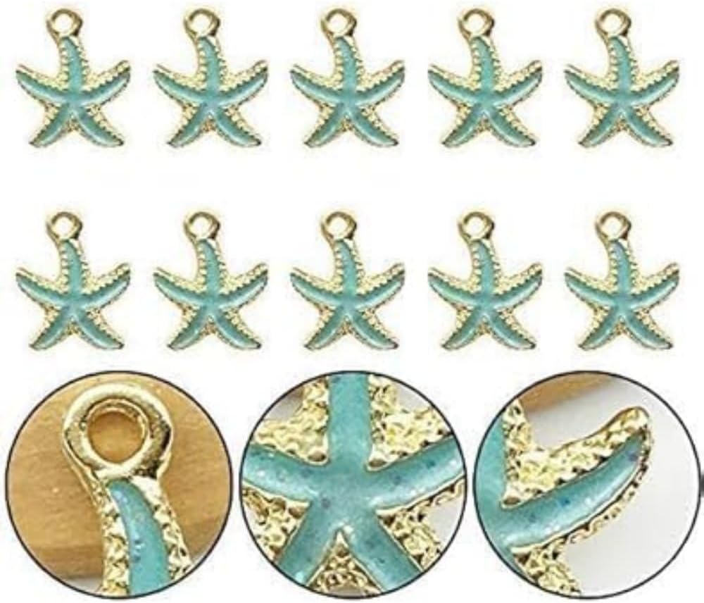 13Pcs Starfish Conch Sea Shell Pendants Mixed Random, DIY Charms Sea Necklace Pendant for Women Jewelry Handmade Nautical Ocean Shell Enamel Craft Accessory Jewelry Making Charms - Image 3